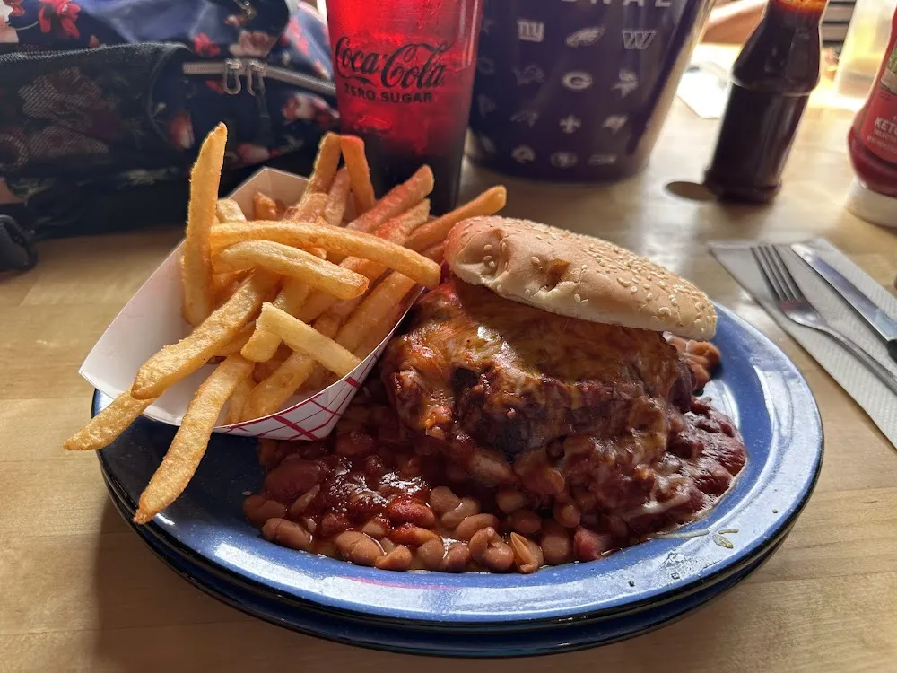 Red Chile Cheese Burger with Fries